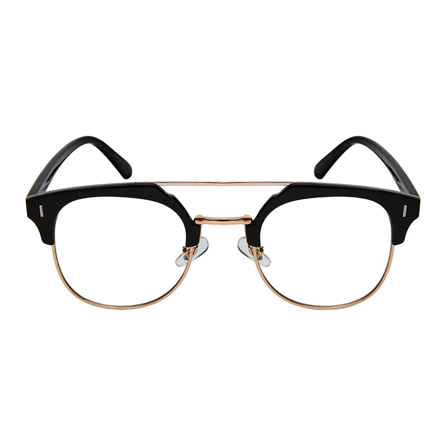 HORN RIM UNISEX CLEAR LENS BULK WHOLESALE 53096-FLCL