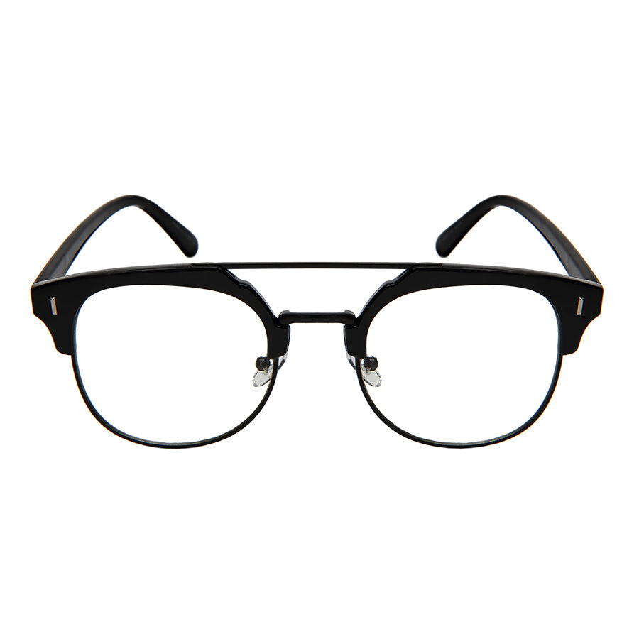 HORN RIM UNISEX CLEAR LENS BULK WHOLESALE 53096-FLCL