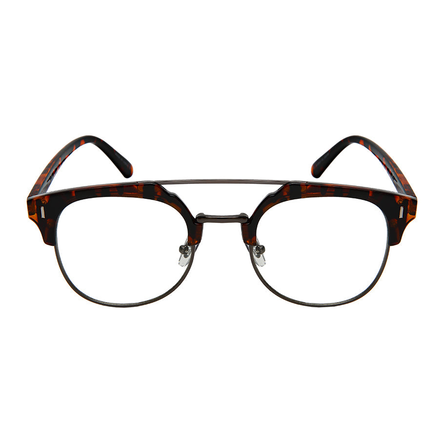 HORN RIM UNISEX CLEAR LENS BULK WHOLESALE 53096-FLCL