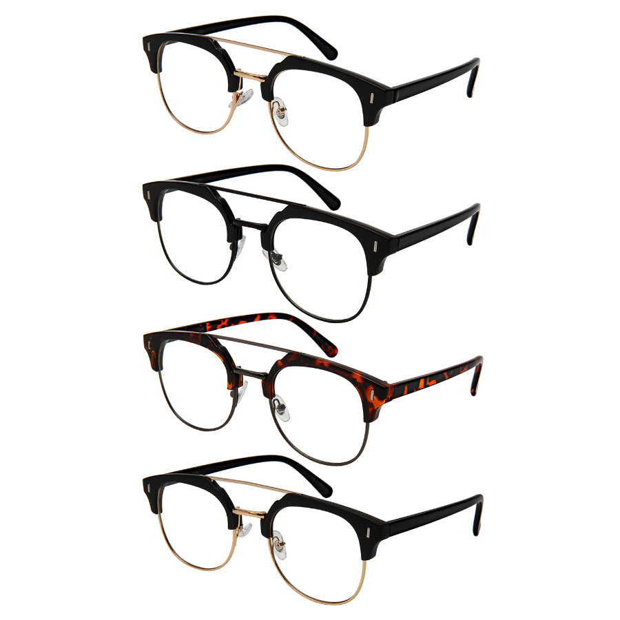 HORN RIM UNISEX CLEAR LENS BULK WHOLESALE 53096-FLCL