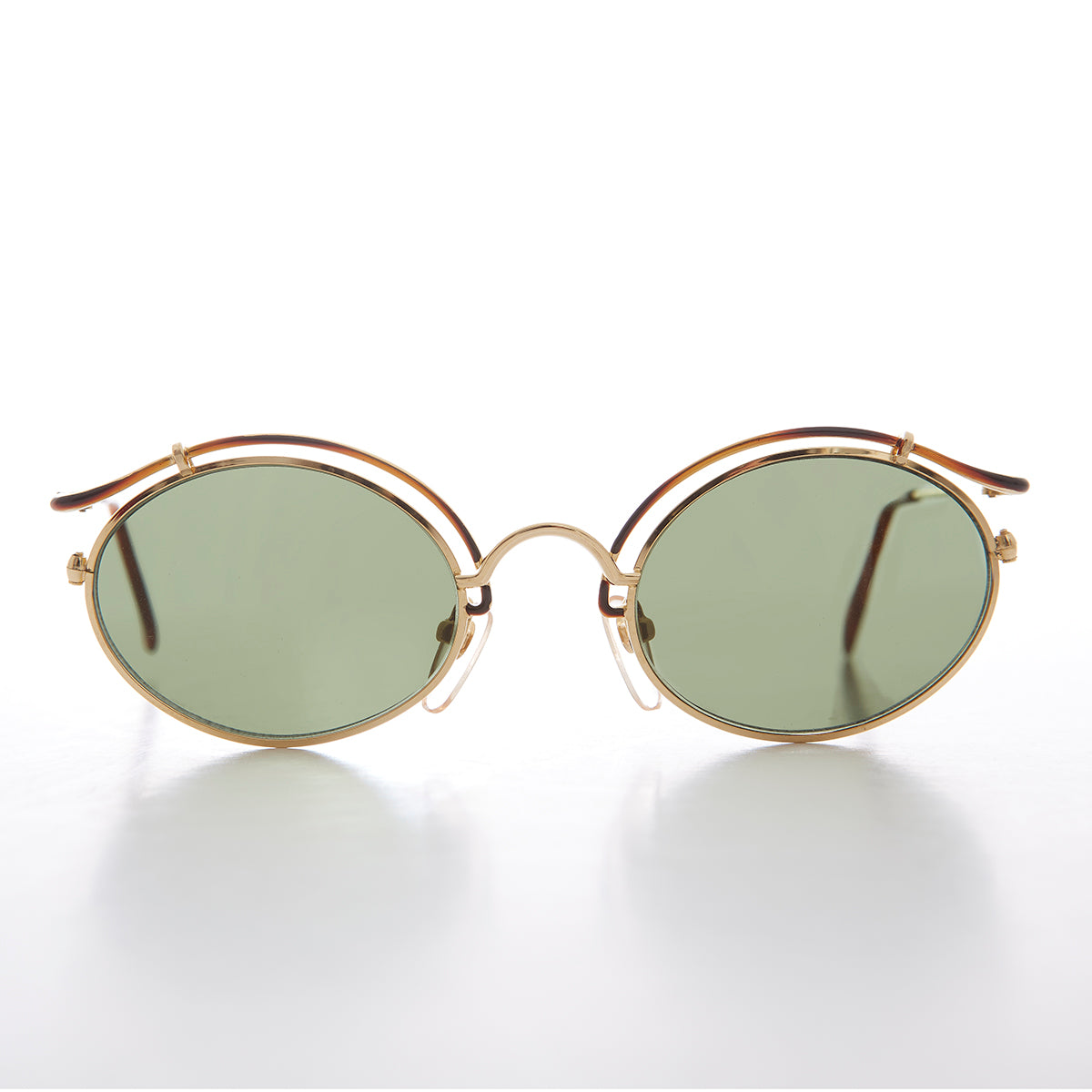 Gold Oval Tortoise Eyelid Vintage Sunglass  - Cohen