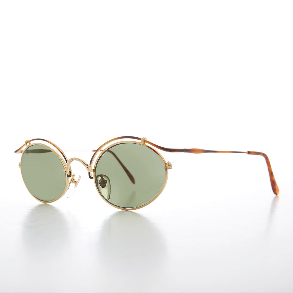 Gold Oval Tortoise Eyelid Vintage Sunglass  - Cohen