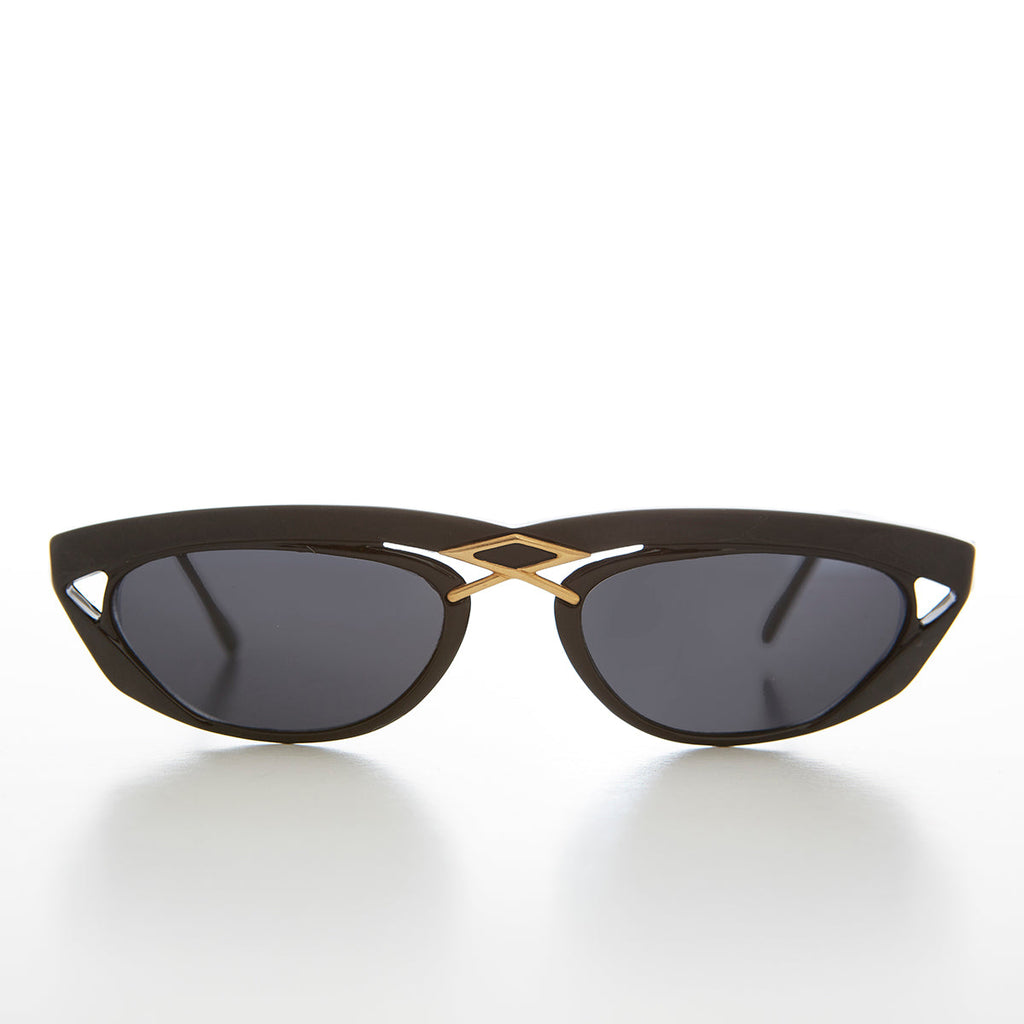 Rectangular 80s Sunglass with Gold Accents - Duran