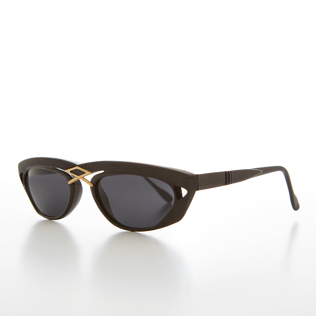 Rectangular 80s Sunglass with Gold Accents - Duran